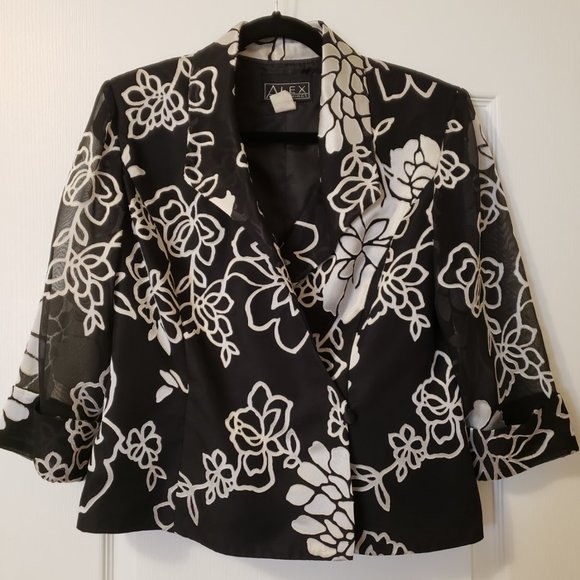 Women's Blazer with Shoulder Pads and 3/4 Sleeves by Alex Evenings Size large - Picture 1 of 5